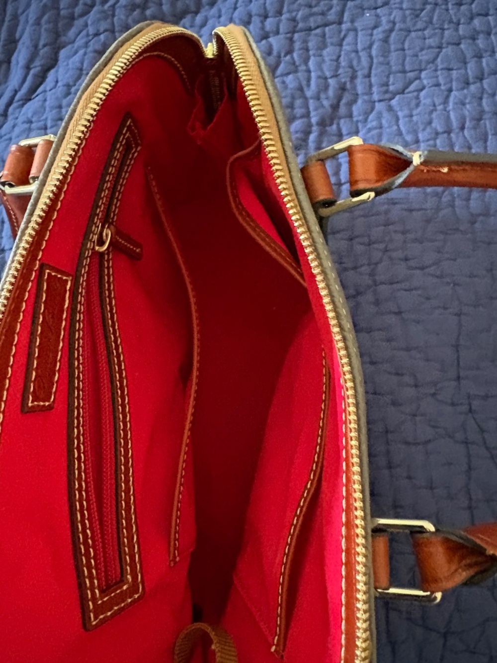 Dooney and Bourke Pebble Leather Zip Zip Satchel in Elephant, 1X Use - Picture 8 of 10